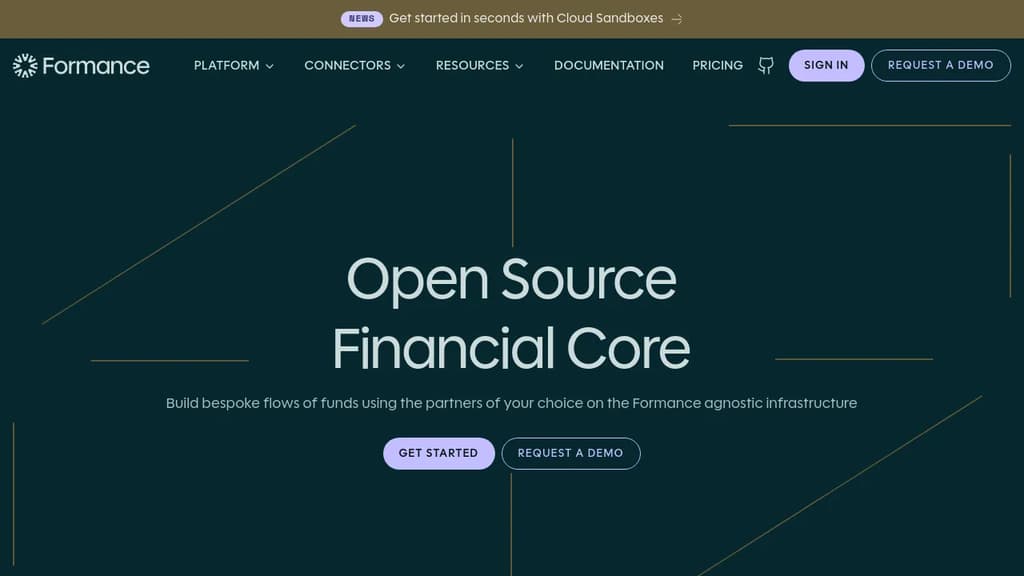 Screenshot of Formance website