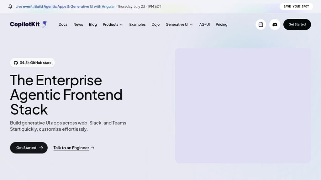 Screenshot of CopilotKit website