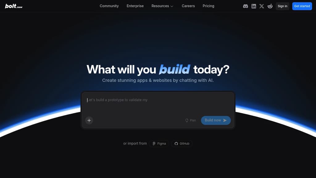 Screenshot of Bolt.new