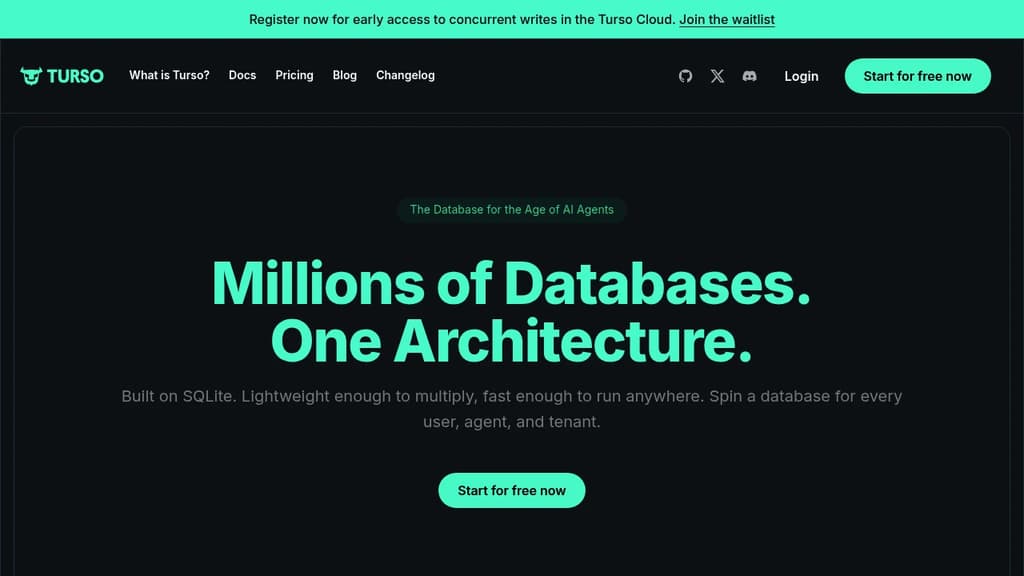 Screenshot of Turso website