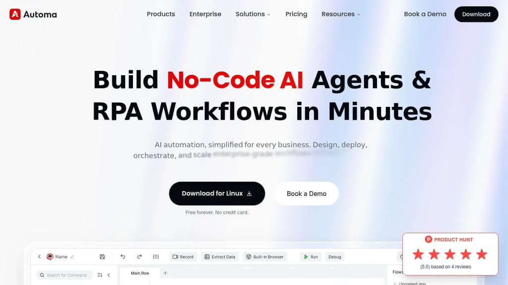 Screenshot of Automa website