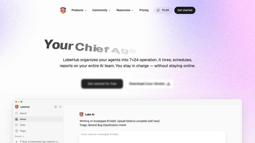Screenshot of LobeChat website