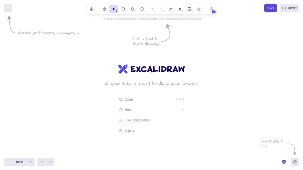 Screenshot of Excalidraw website