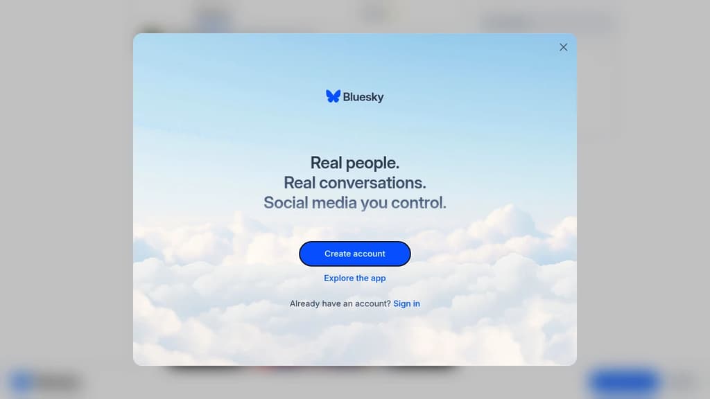 Screenshot of Bluesky website