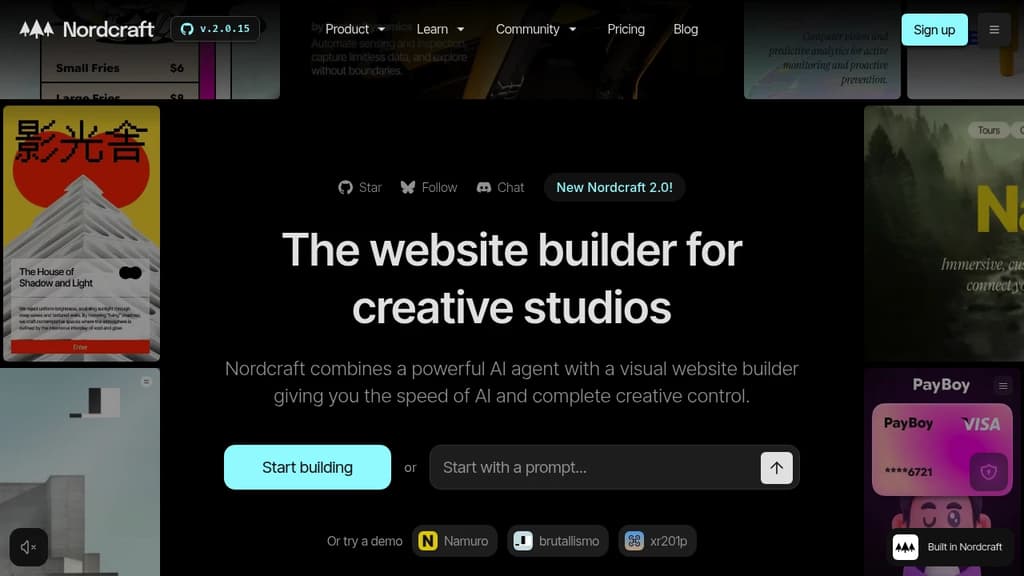 Screenshot of Nordcraft website