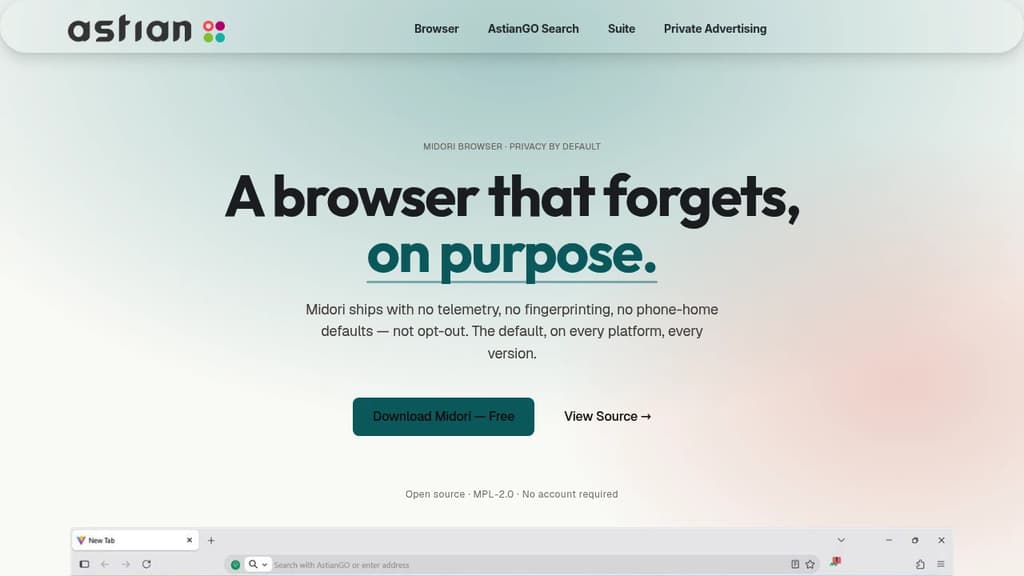 Screenshot of Midori Browser website