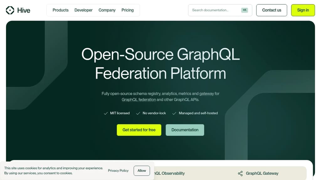 Screenshot of Hive website