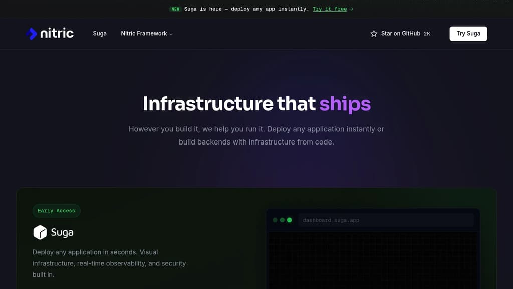 Screenshot of Nitric website