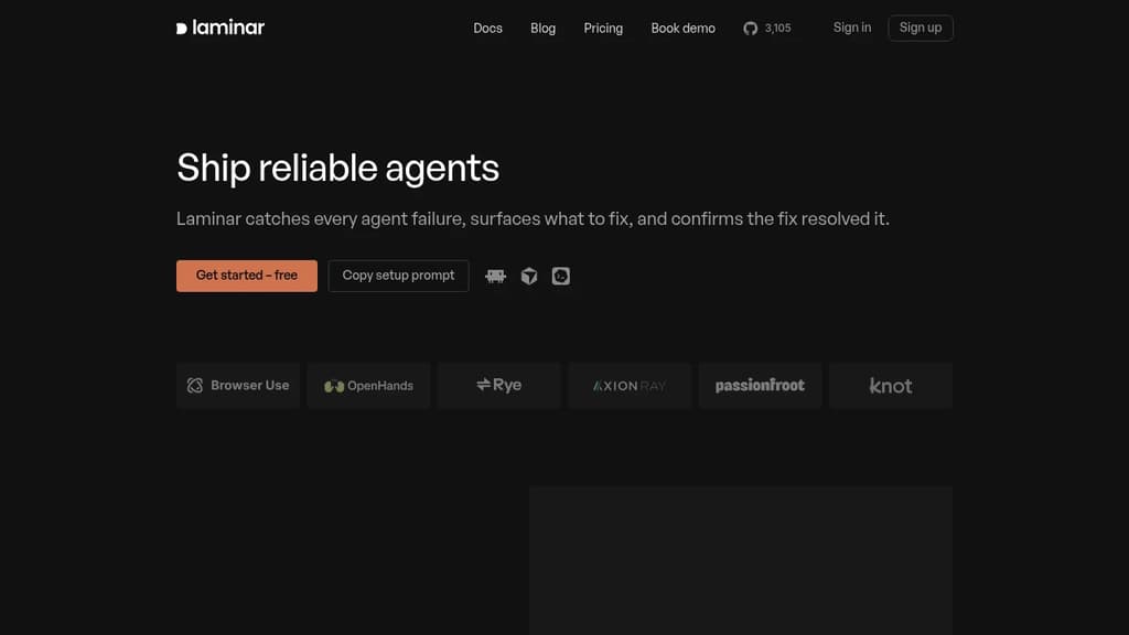 Screenshot of Laminar website