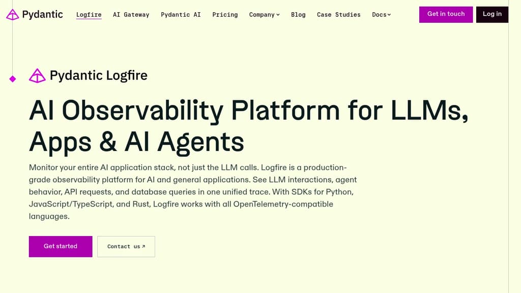 Screenshot of Logfire website