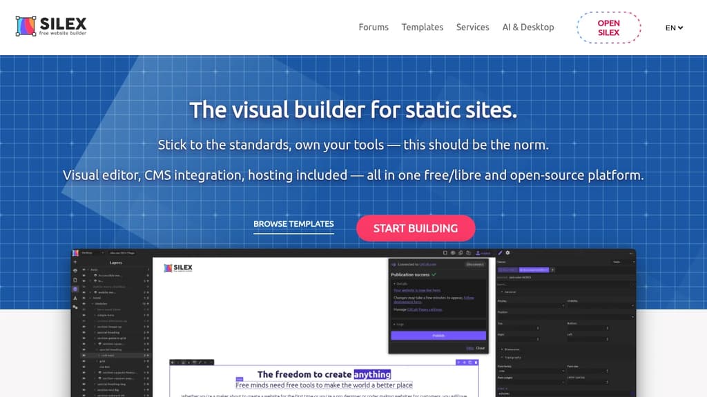 Screenshot of Silex website