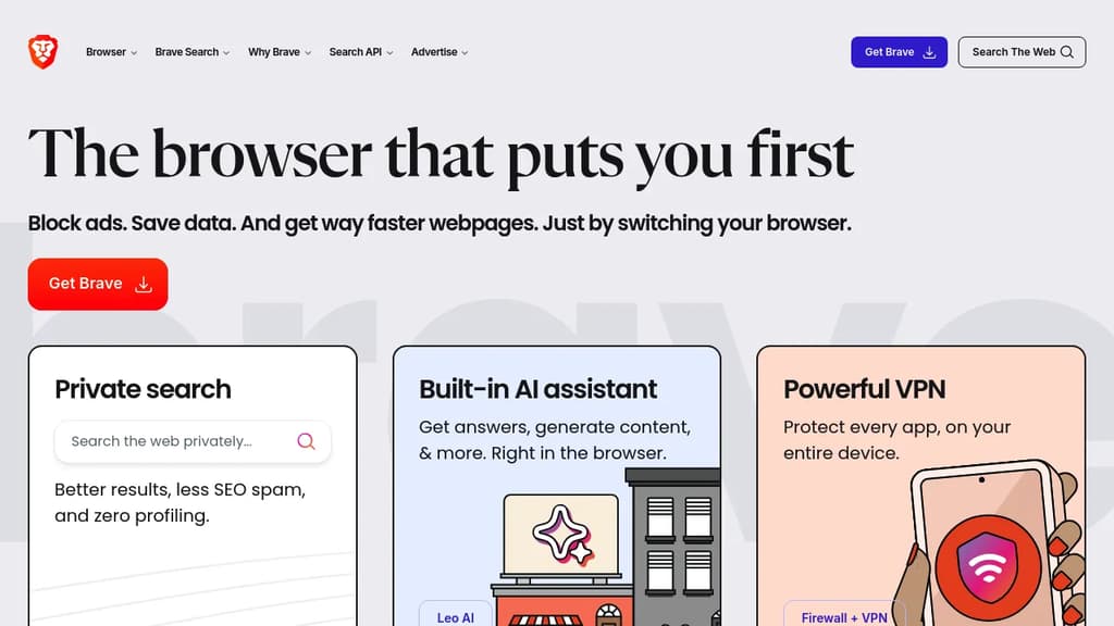 Screenshot of Brave website