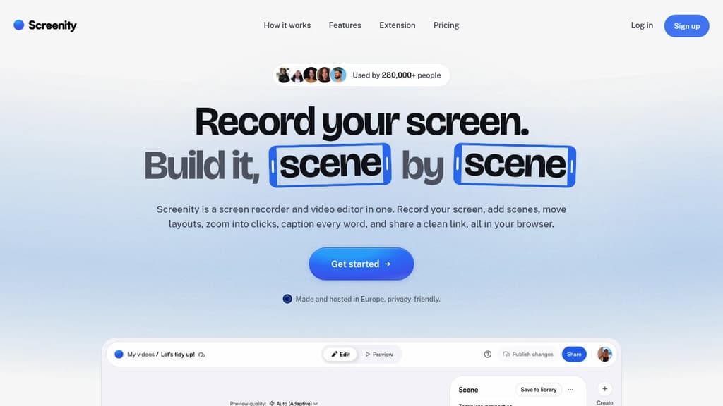 Screenshot of Screenity website
