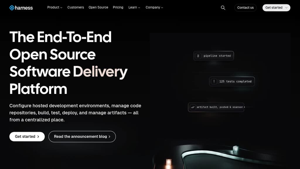 Screenshot of Harness website