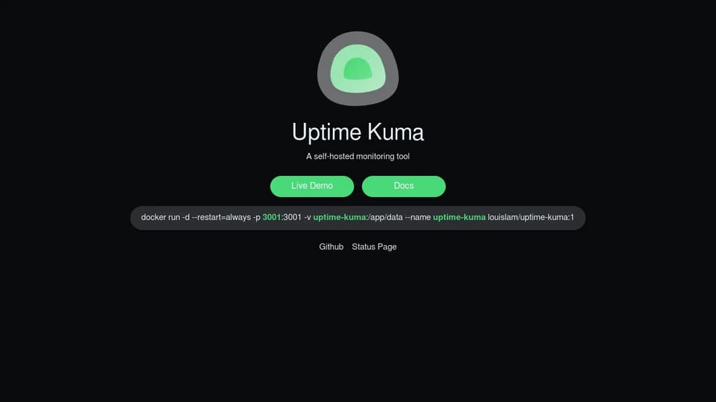 Screenshot of Uptime Kuma website