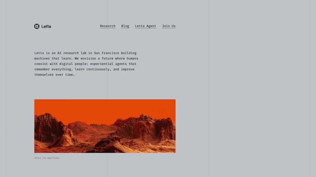 Screenshot of Letta website