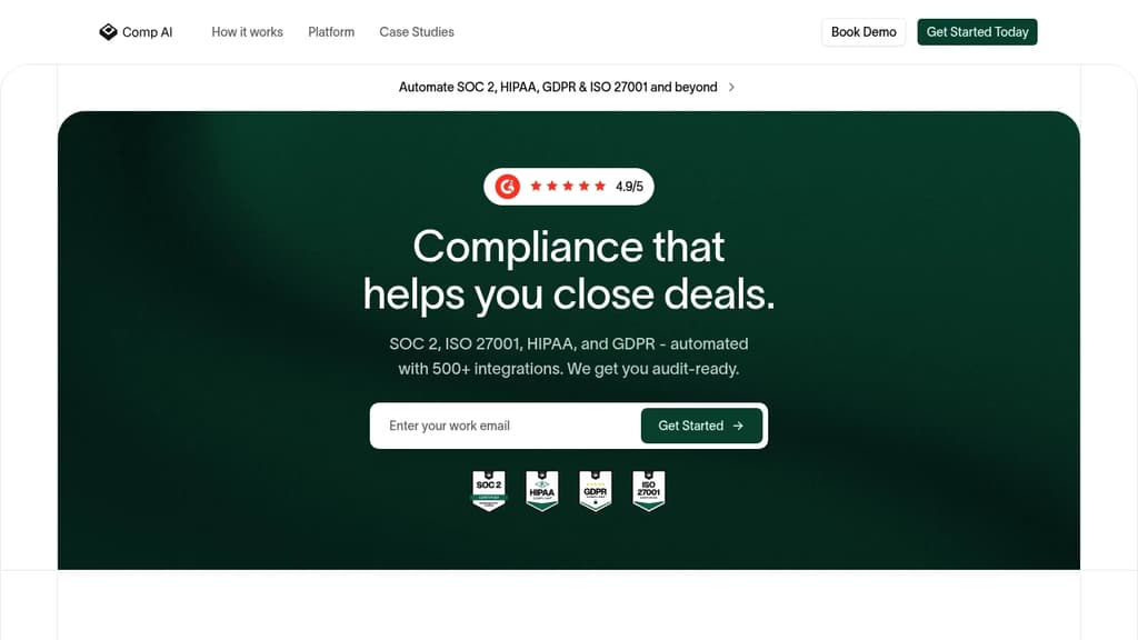 Screenshot of Comp AI website