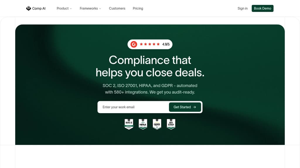 Screenshot of Comp AI website