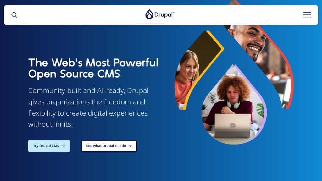 Screenshot of Drupal website