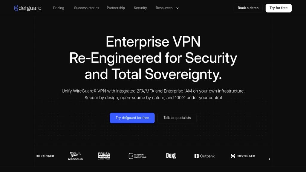 Screenshot of Defguard website