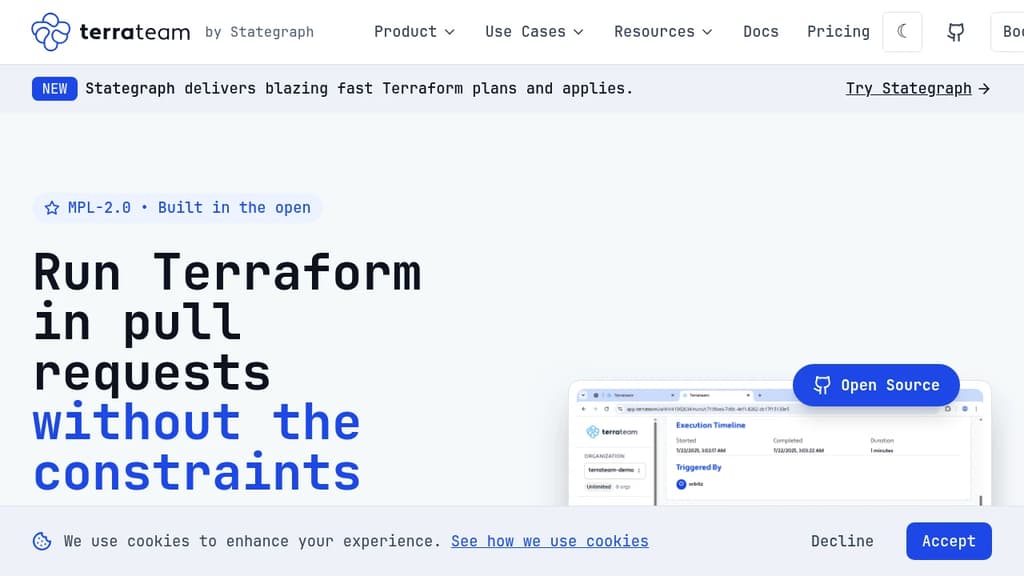 Screenshot of Terrateam website