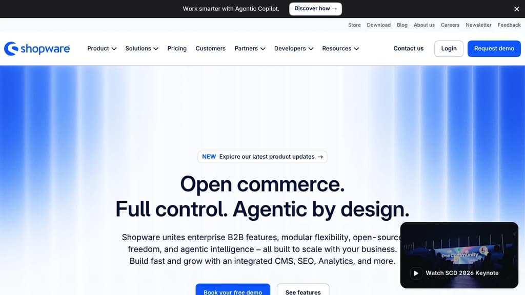 Screenshot of Shopware website