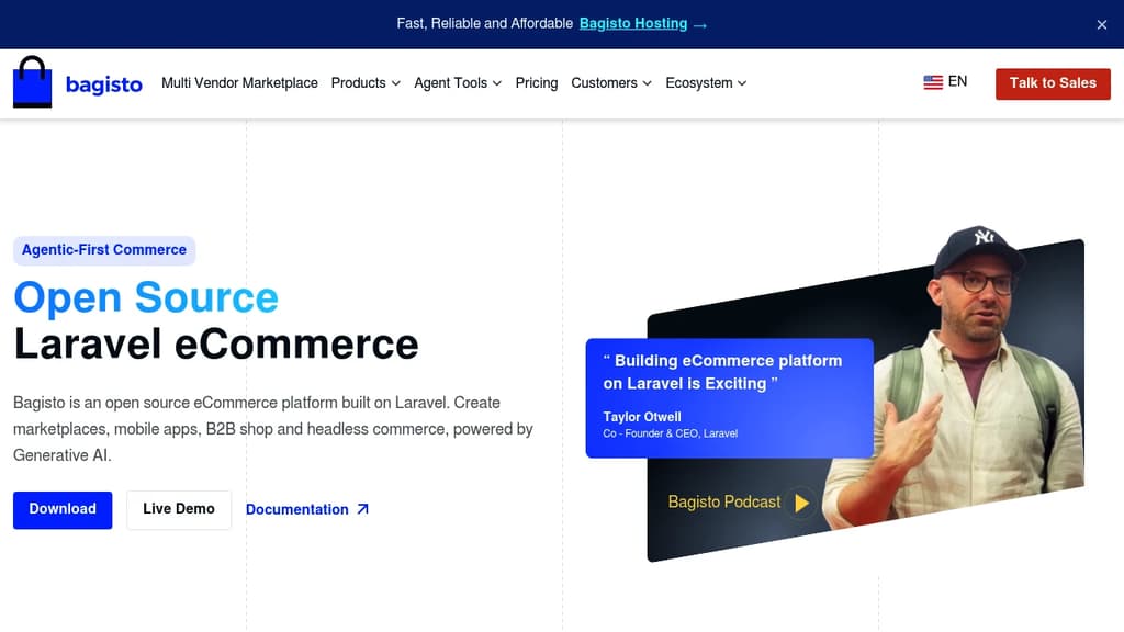 Screenshot of Bagisto  website