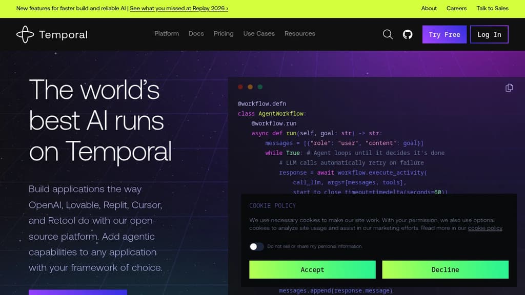 Screenshot of Temporal