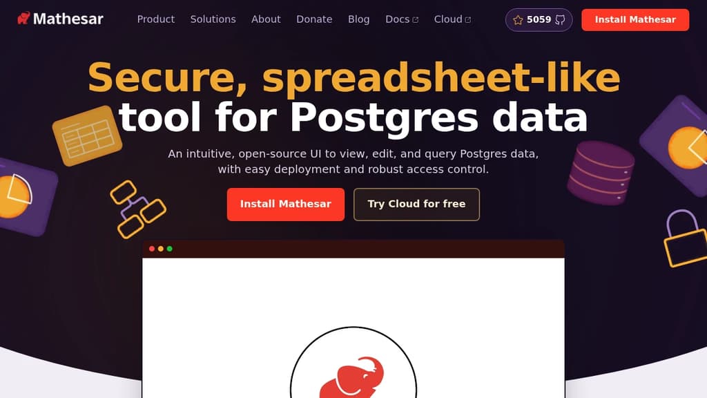 Screenshot of Mathesar website