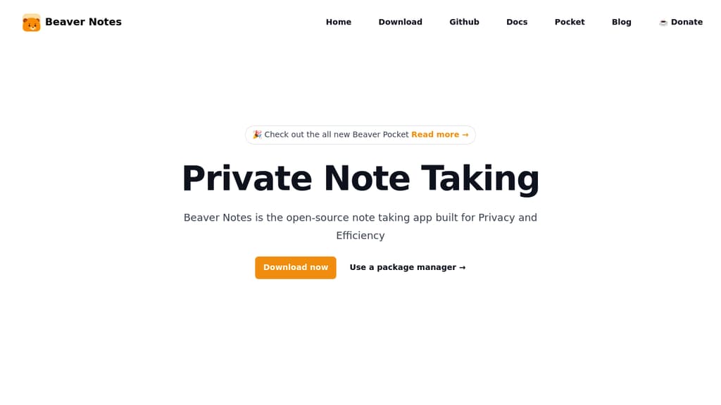 Screenshot of Beaver Notes website