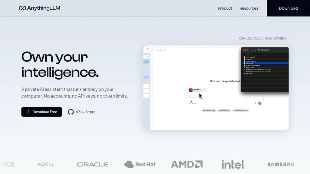 Screenshot of AnythingLLM website