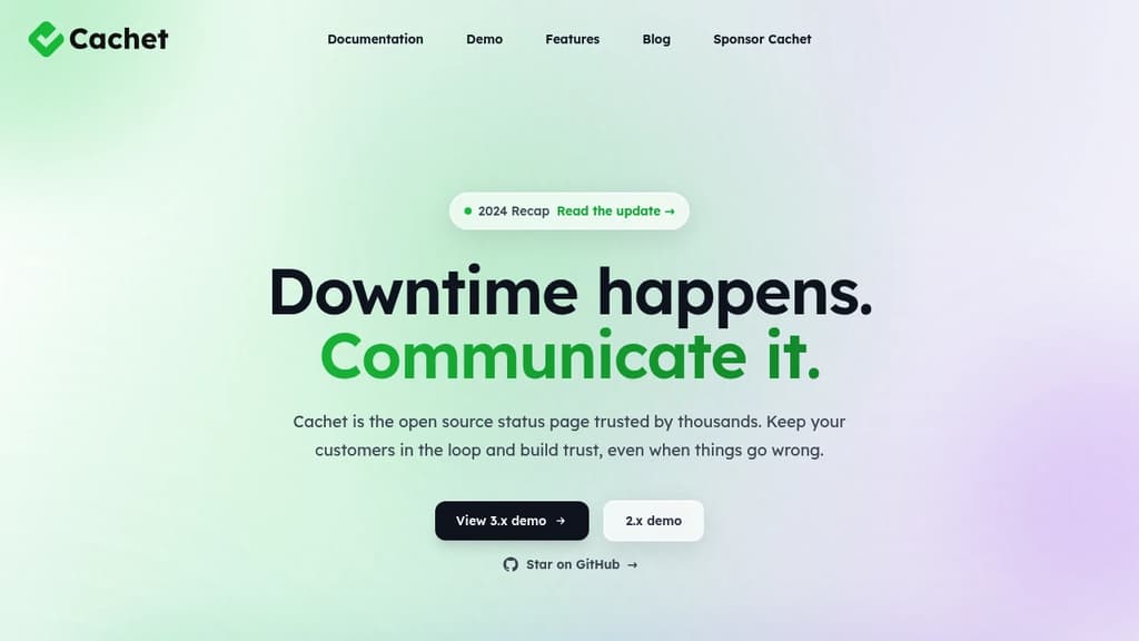 Screenshot of Cachet website
