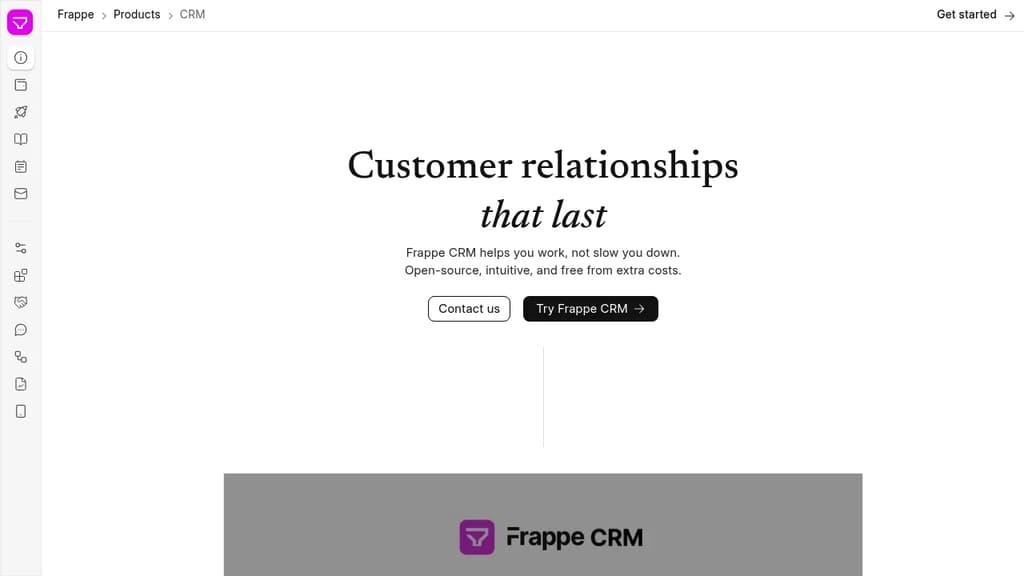 Screenshot of Frappe CRM website