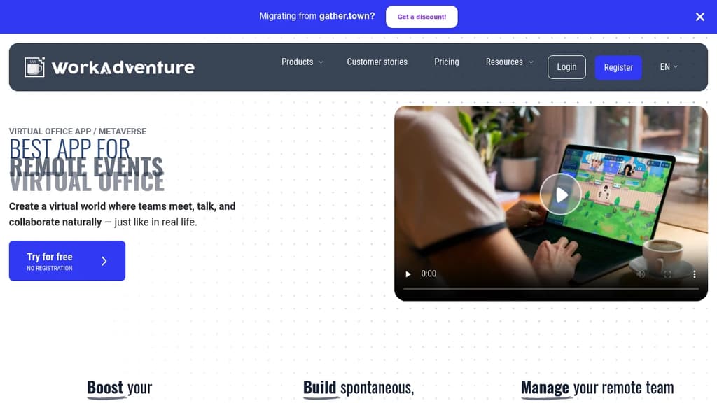 Screenshot of Workadventure website