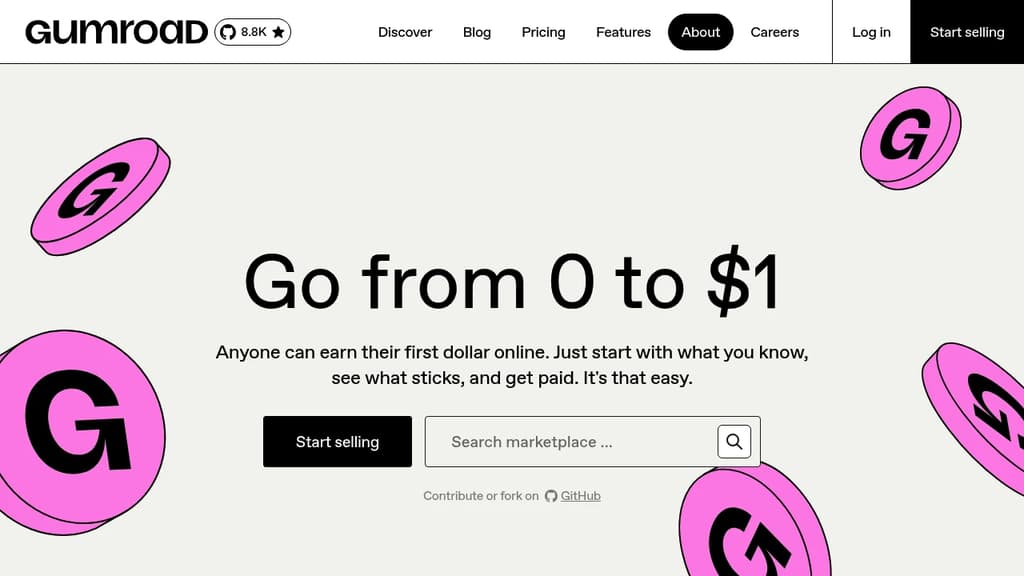 Screenshot of Gumroad website
