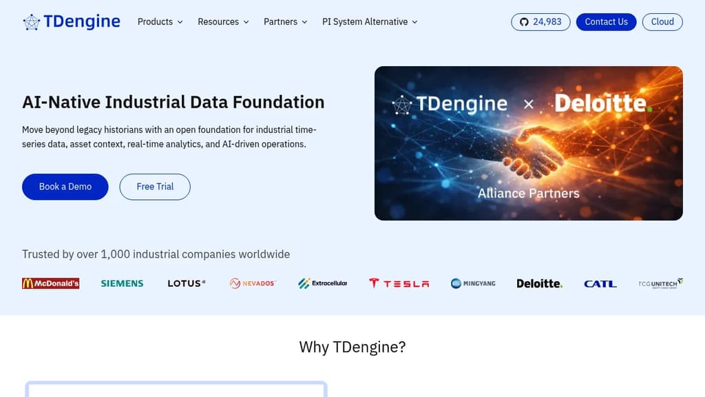 Screenshot of TDengine website