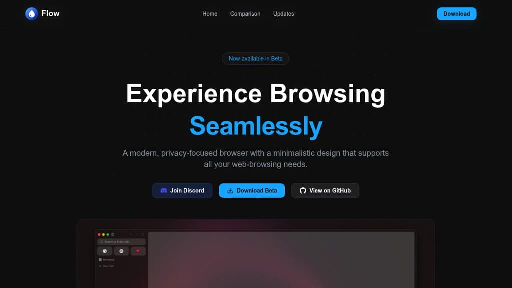 Screenshot of Flow website