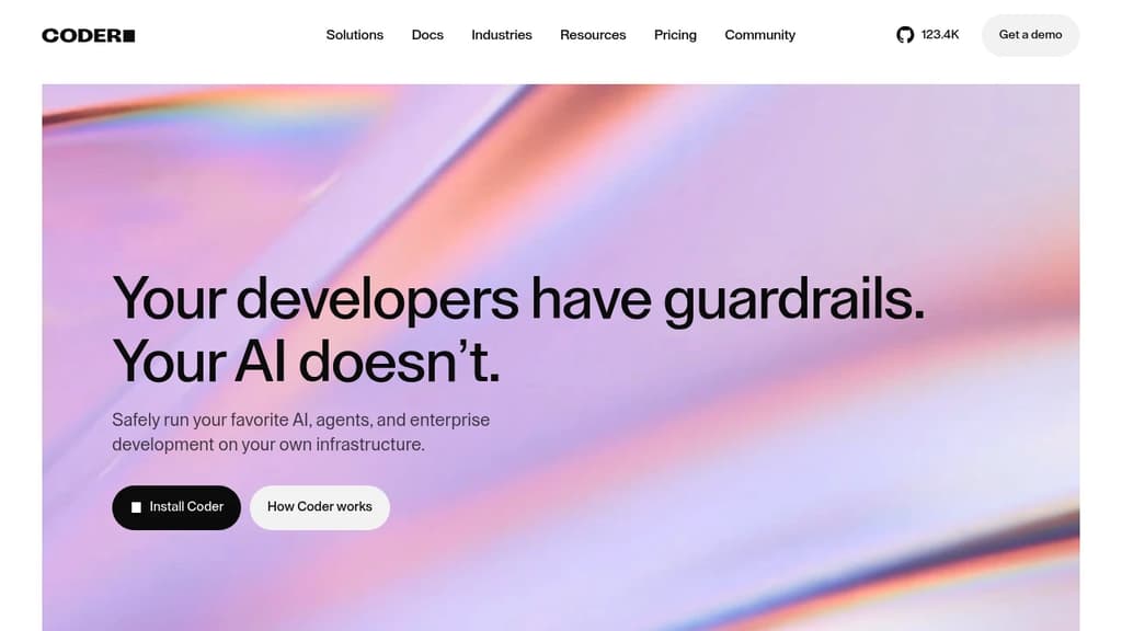 Screenshot of Coder website