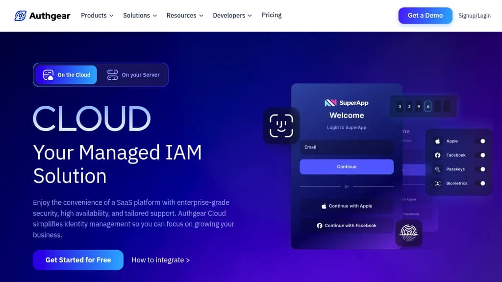 Screenshot of Authgear website