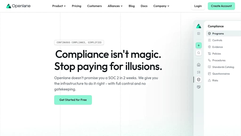 Screenshot of Openlane website