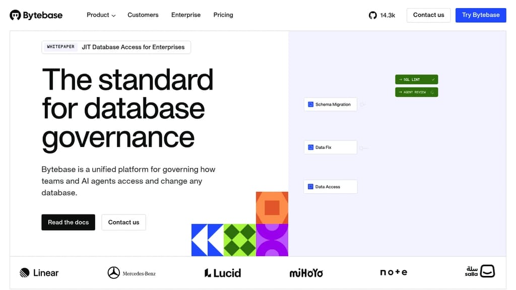 Screenshot of Bytebase website