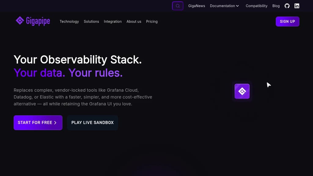 Screenshot of Gigapipe website