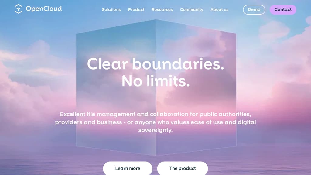 Screenshot of OpenCloud website
