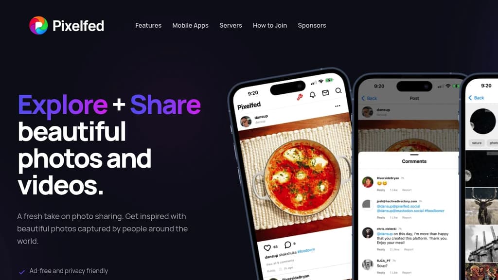 Screenshot of Pixelfed