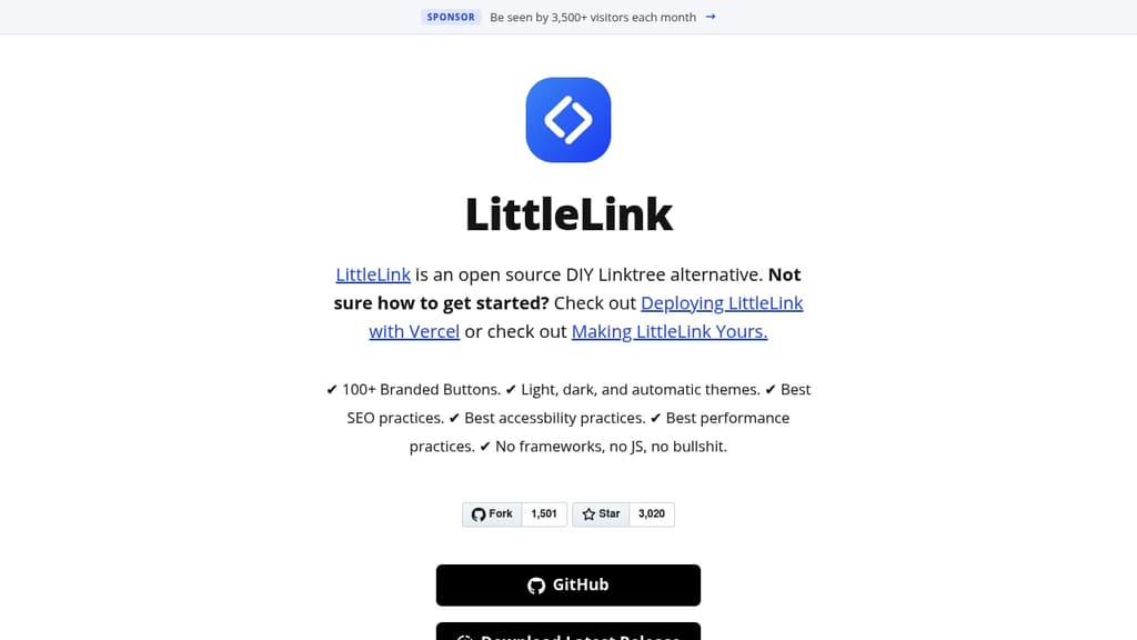 Screenshot of LittleLink website