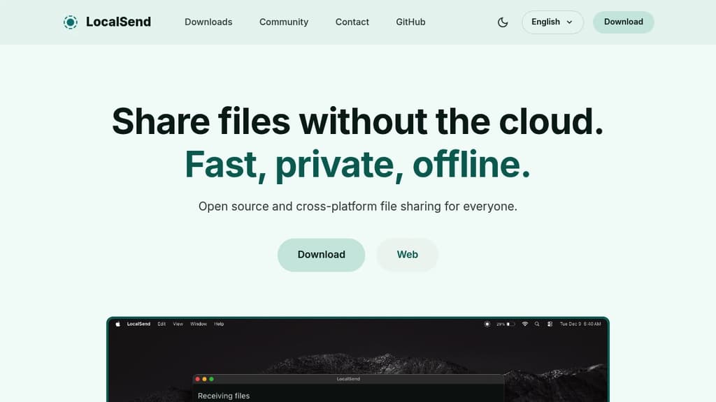 Screenshot of LocalSend website