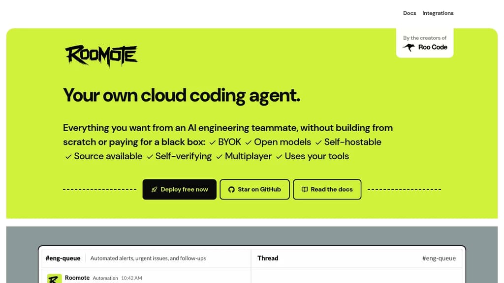 Screenshot of Roomote website