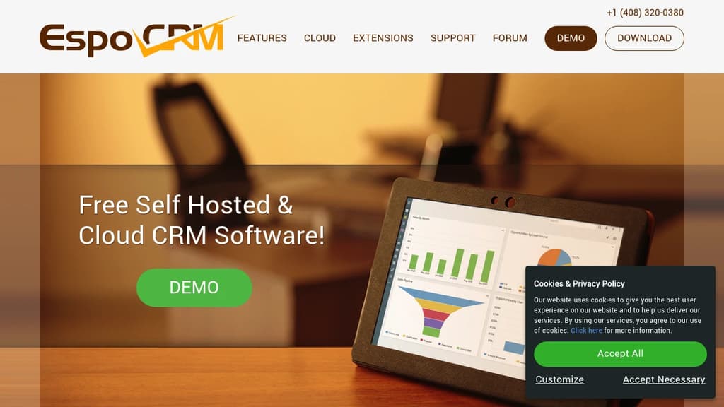 Screenshot of EspoCRM website