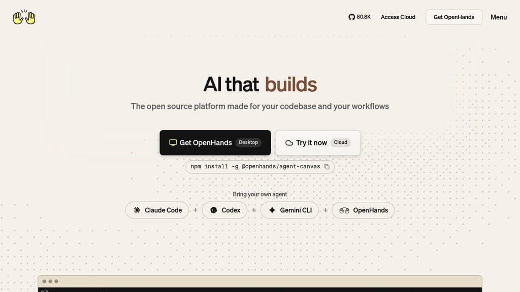 Screenshot of OpenHands website