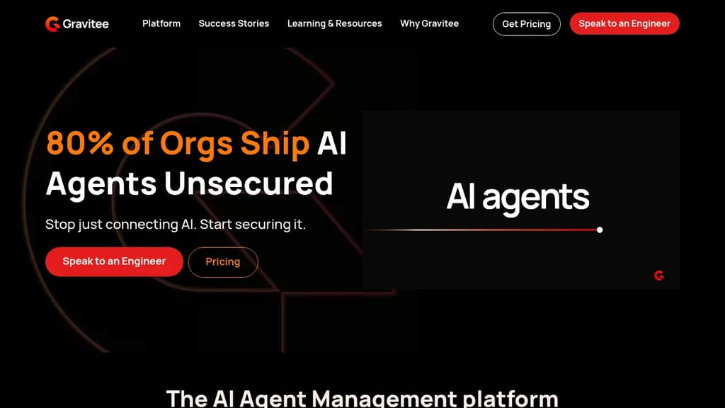 Screenshot of Gravitee website